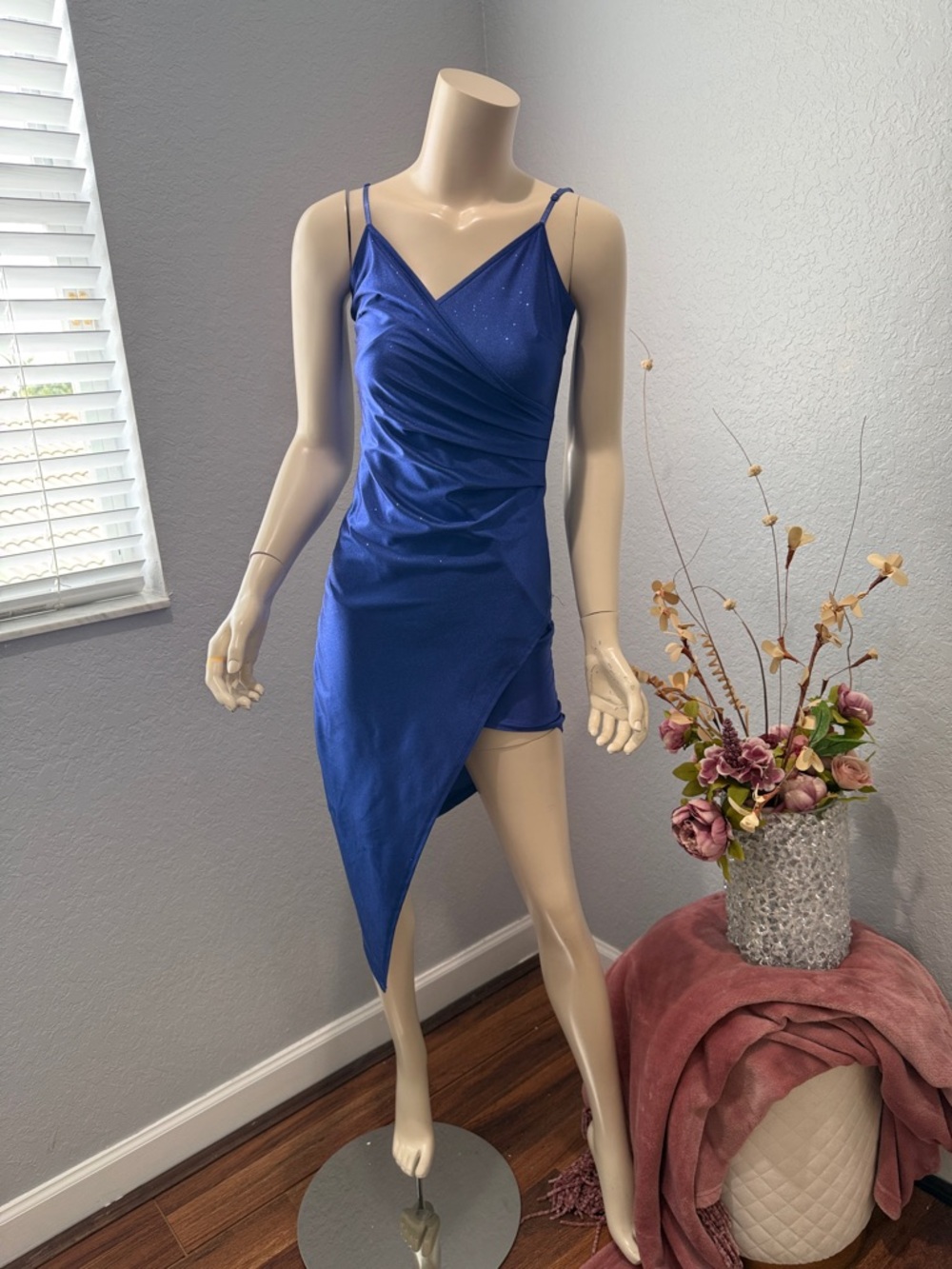 Emerald Sundae Royal Blue Asymmetrical Dress